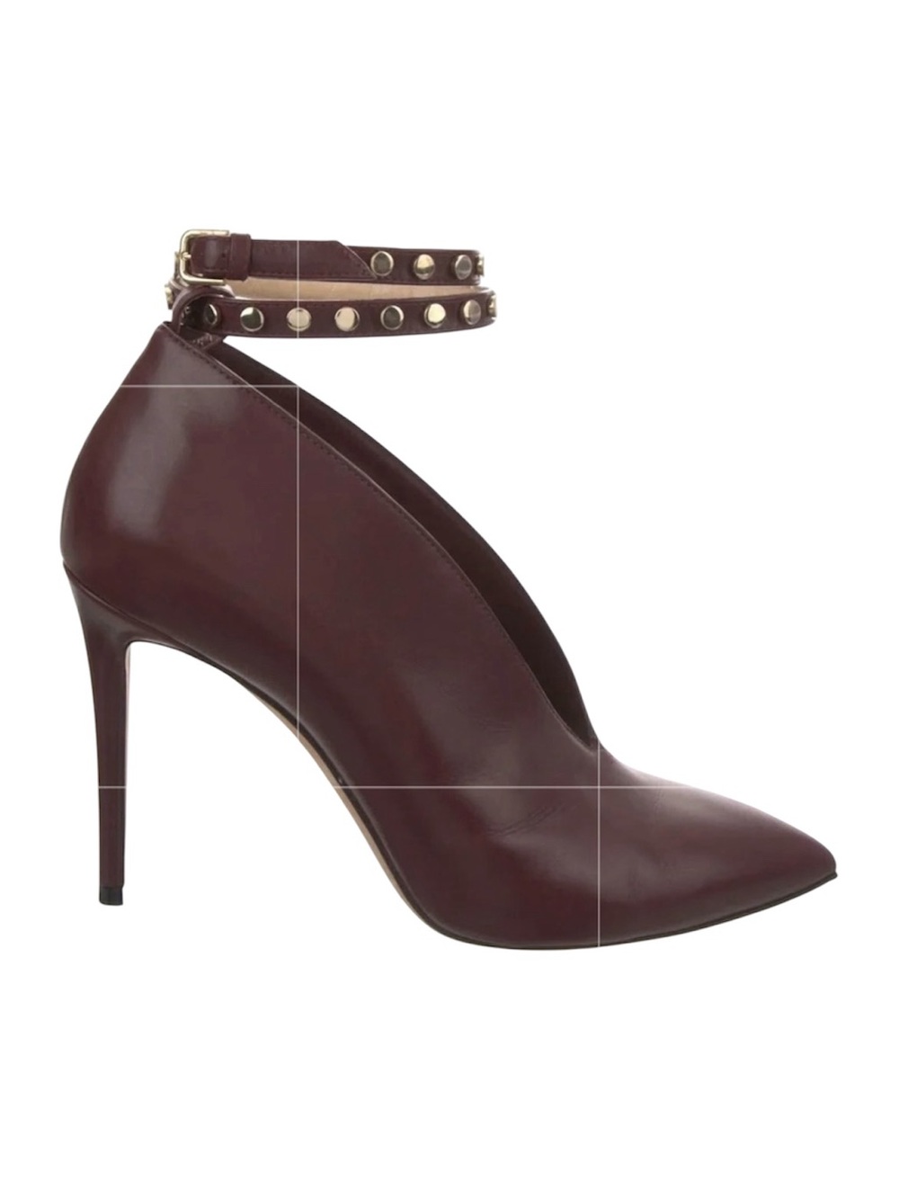 $1,150~JIMMY CHOO~Lark 100 Bordeaux Studded Pointed Toe Ankle Booties~7/7.5/37.5
